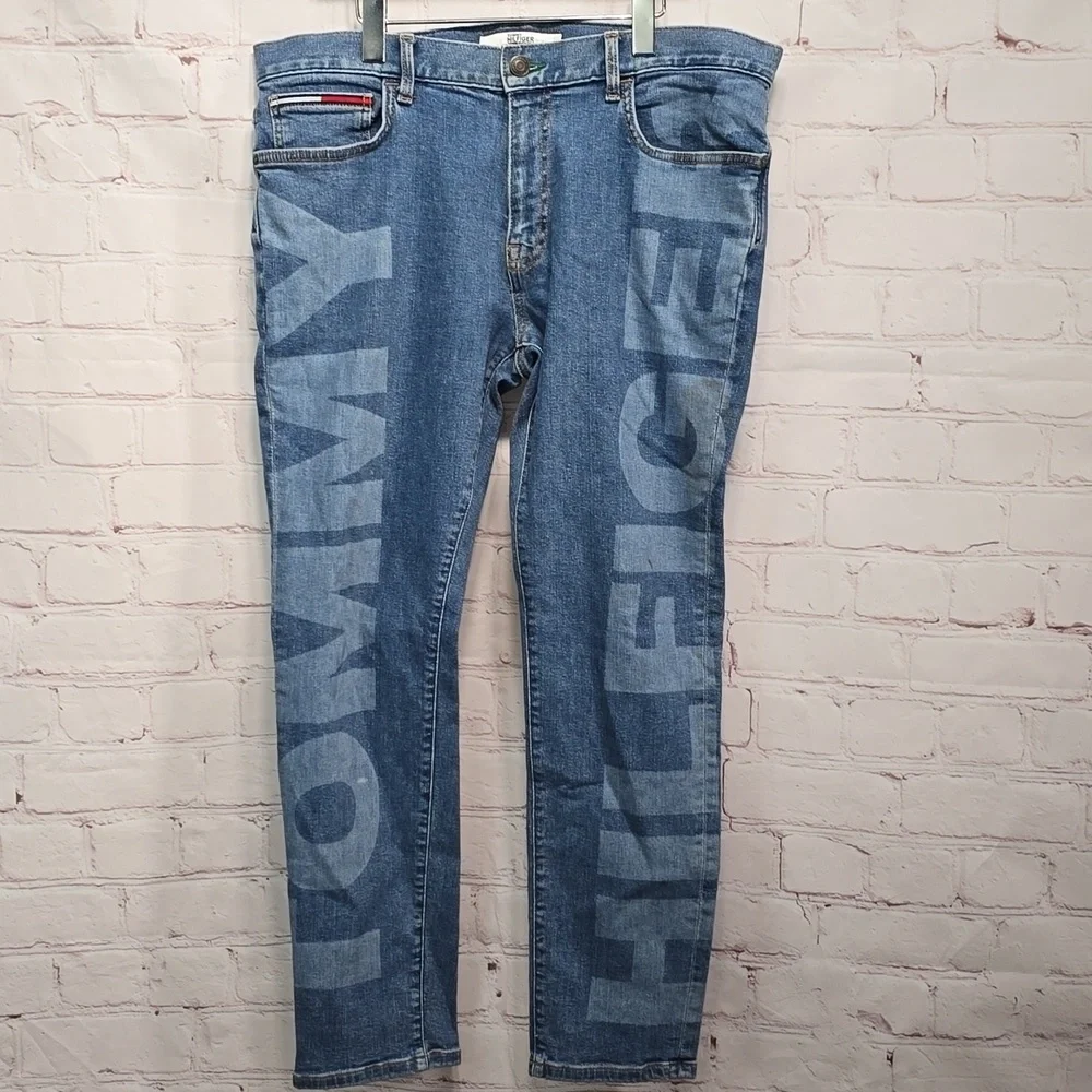 Tommy Hilfiger Denim Spellout Slim Tapered Mens 36x30